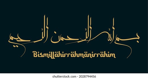 Bismillah Written in Islamic or Arabic Calligraphy. Meaning of Bismillah In the Name of Allah, The Compassionate, The Merciful. Vector