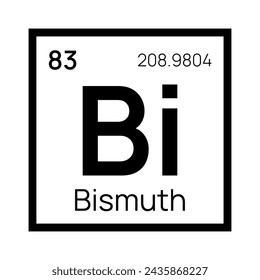 Bismuth chemical element of the periodic table. Vector isolated symbol Bi