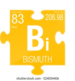 Bismuth symbol. Element number 83 of the Periodic Table of the Elements - Chemistry - Puzzle piece with yellow background