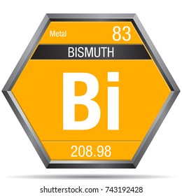 Bismuth symbol in the form of a hexagon with a metallic frame. Element number 83 of the Periodic Table of the Elements - Chemistry 