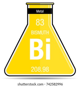 Bismuth symbol on chemical flask. Element number 83 of the Periodic Table of the Elements - Chemistry 