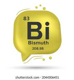 Bismuth-Symbol. Redeblase, Plakat und Aufkleber Konzept. 3D-Sprechblase