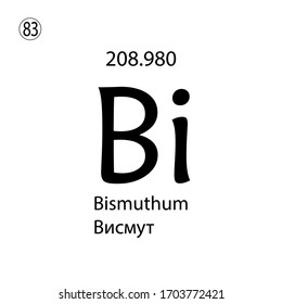 Bismuthum chemical element. The inscription in Russian and English is Bismuthum. vector illustrator