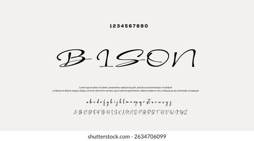 Bison abstrato digital moderno alfabeto fontes. Tecnologia de tipografia dança eletrônica música futura fonte criativa. ilustração vetorial