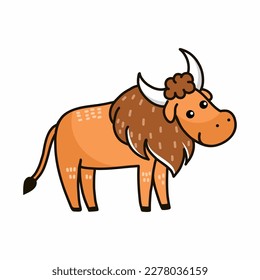 Bison. African animal. Vector doodle illustration for kids.