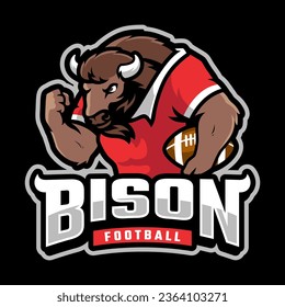 BISON AMERICAN FOOTBALL MASCOT LOGO