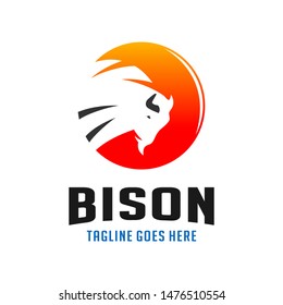 Bison animal head logo design