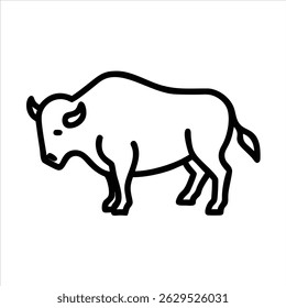 Bison animal object icon design black and white with bold outline 