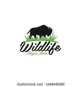 Bison Animal Wildlife Silhouette Illustration Vector Logo