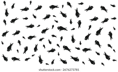 Bison Background Random Pattern Vector in black on white background