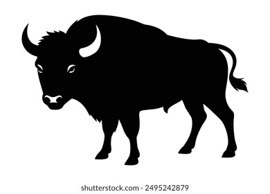 bison black Silhouette vector art Illustration with white background