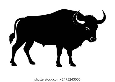 bison black Silhouette vector art Illustration with white background
