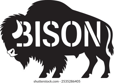 Bison black and white illustration art