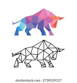 Bison Bufallo Wild Animal vector Illustration With Polygon Style