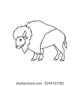 Bison buffalo brown vector illustation drawing animal