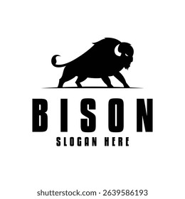 bison buffalo bull logo design concept silhouette style