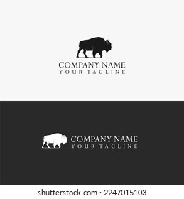 Bison, buffalo, bull silhouette logo template