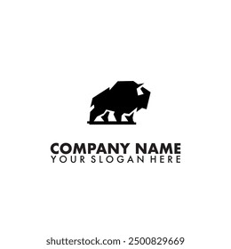 Bison Buffalo bull silhouette logo On white background