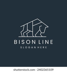 ilustración de icono del vector del logotipo de búfalo de bison