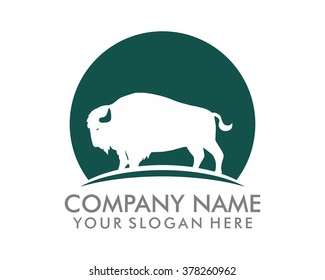 bison buffalo ox bull cow silhouette image icon vector
