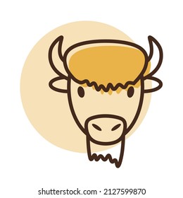 Bison buffalo ox icon. Animal head vector. Agriculture sign. Graph symbol for your web site design, logo, app, UI. EPS10.