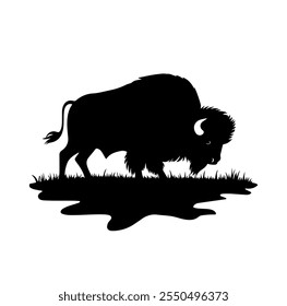 Bison buffalo silhouettes, large pack of vector silhouette design, isolated white background