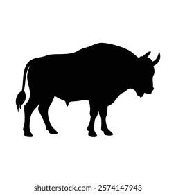 A bison bull black vector silhouette