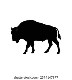 A bison bull black vector silhouette