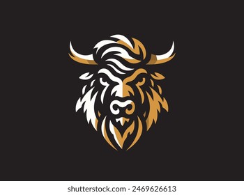 Bison, Bull Head Vector Icon Logo Template