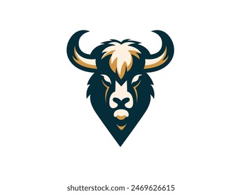 Bison, Bull Head Vector Icon Logo Template