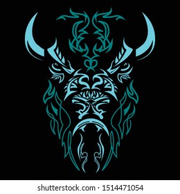 Bison Bull Line Art Vector