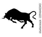 Bison bull silhouette. Vector image