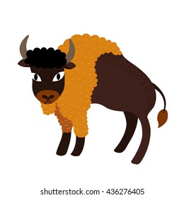 Bison cartoon character isolated on white background. 