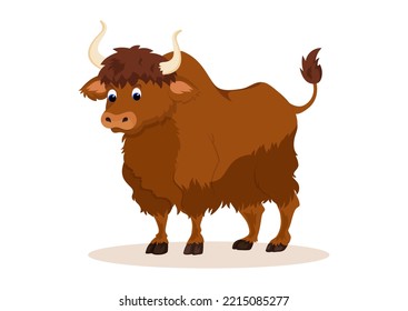 Vector De Caracteres De Caricatura Bison Aislado En Fondo Blanco