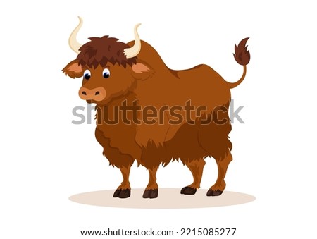 Bison Cartoon Character Vector Isolated On White Background