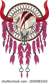 Bison catcher skull vector illustration
