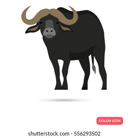 Bison color flat icon for web and mobile design