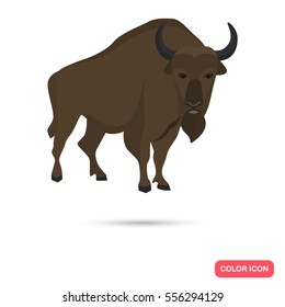 Bison color flat icon for web and mobile design