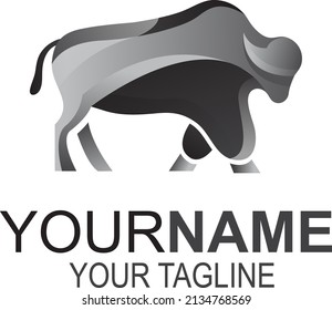 Diseño del icono del logotipo de la ilustración creativa de Bison