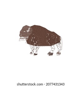 Bisonzeichnung einzeln auf Vektorgrafik   