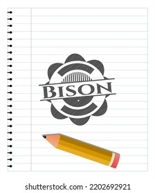 Bison dibujado con pinceladas de lápiz. Ilustración vectorial. Detallado. 