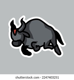 bison, editable cartoon style sticker vector	