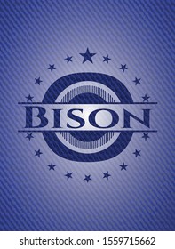 Bison emblem with jean background. Vector Illustration. Detailed.