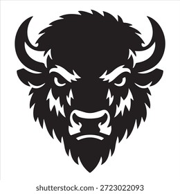Design de silhueta de vetor de ilustração de face de bisão