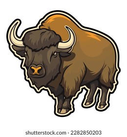 Icono Plano Bison Aislado En Fondo Blanco