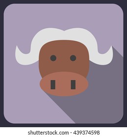 bison flat icon with long shadow