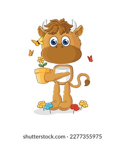 the bison with a flower pot. character vector