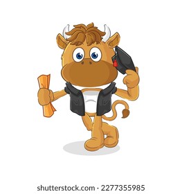 the bison graduation vector. cartoon character
