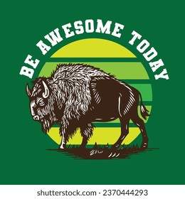 Bison Hand Drawing Vector Illustration Be Awesome Today

