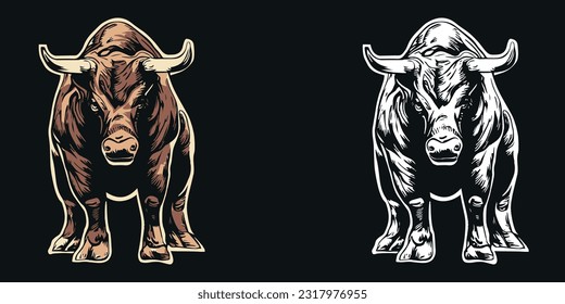 Bison Hand drawn drawing eps10